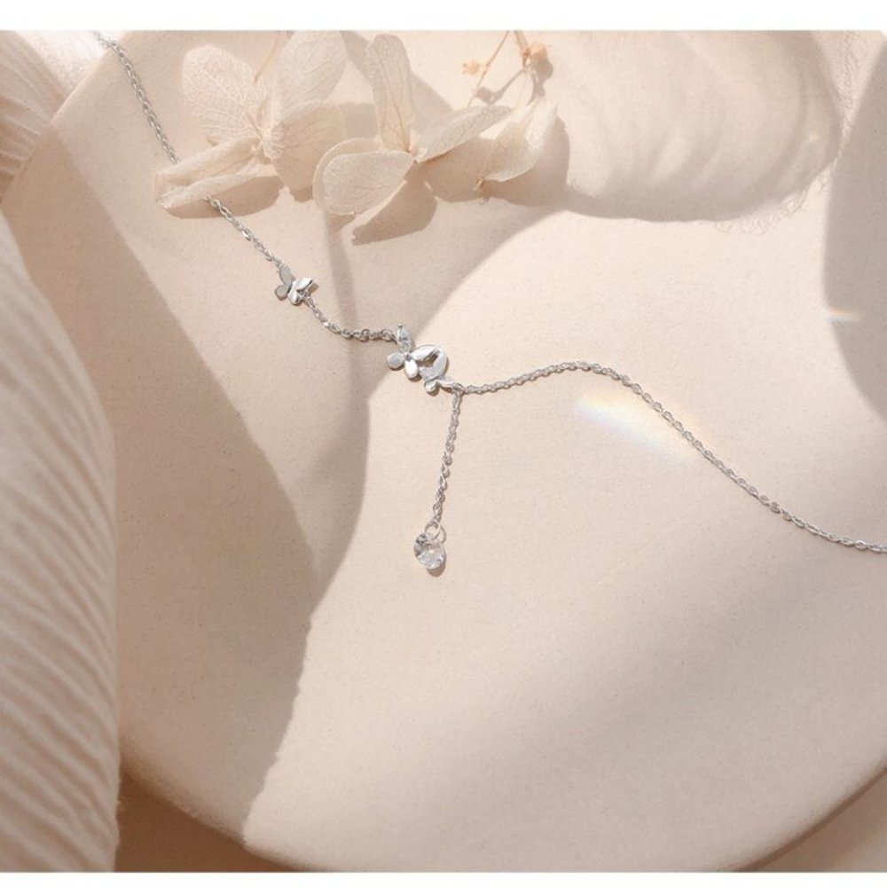 NEW Sterling Silver Diamond Butterfly Necklace - Picture 9 of 15